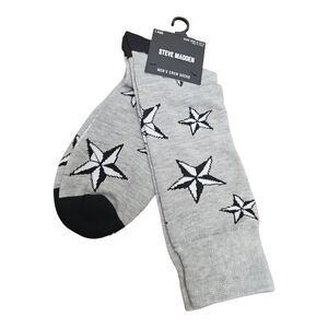 Steve Madden Black and Gray Star Crew Socks‎ New
